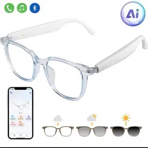 AI Smart Glasses with Bluetooth Auto-Tinting Polarized Lenses Built-in Speakers and Mic for Enhanced Comfort and Clarity