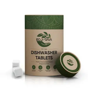 Dishwashing Detergent Tablets | All-in-one Formula Plastic Free Dishwasher Detergent pods | 100 Tabs (4 Month Supply) | Non plastic - Non wrapped - Eco Friendly Tablets