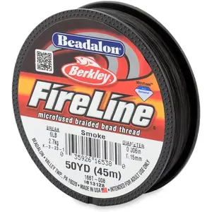 Beadalon FireLine Beading Thread by Berkley, 0.006", Break Strength 6 lb, Smoke, 50 yd