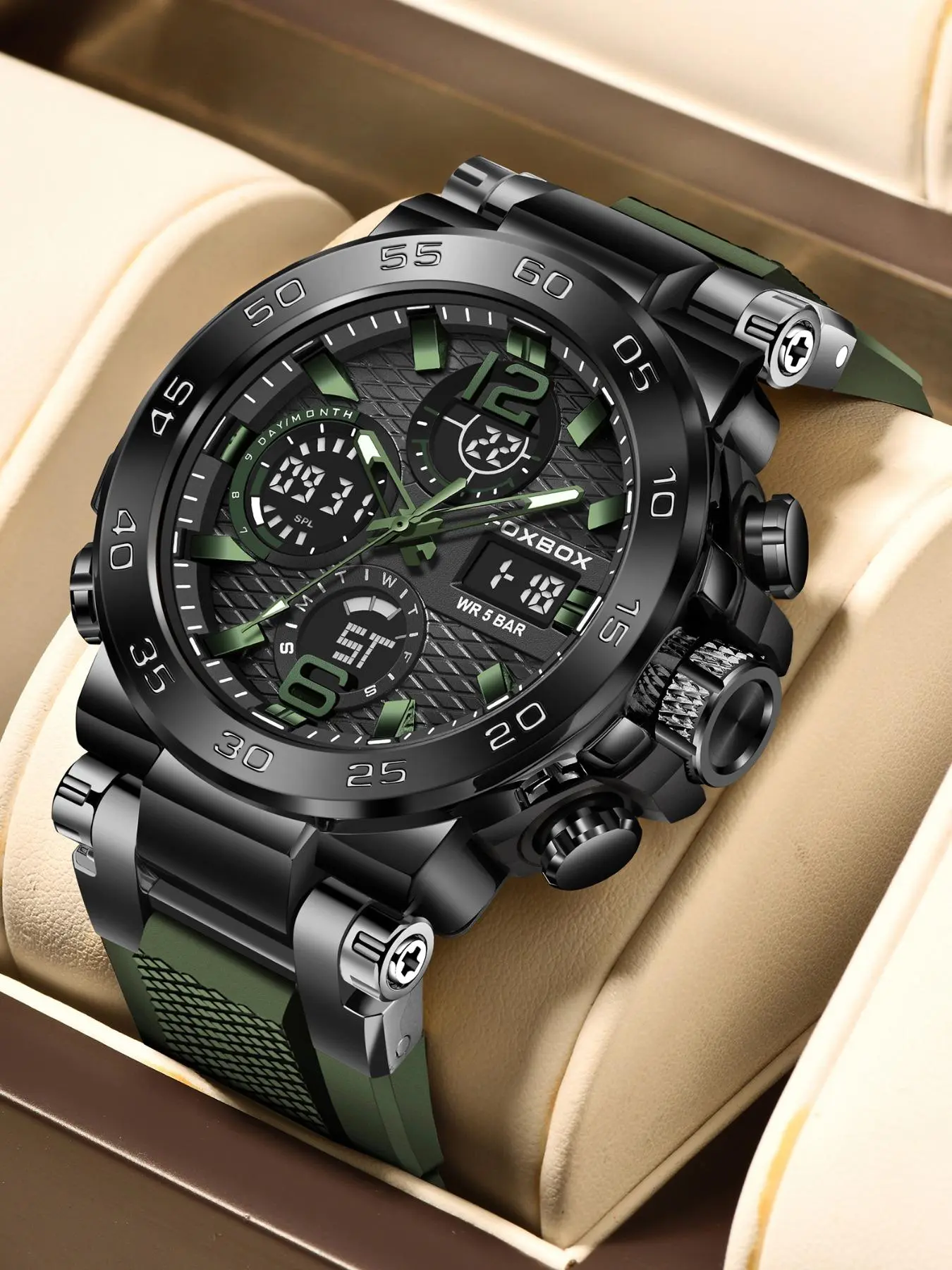Men's Waterproof Digital Sports Watch with Luminous Dial Alarm Function, Wristwatch Gift with Box