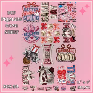 Retro Baseball  - 30x48 - PREMADE GANG SHEET