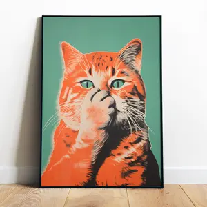 Funny Cat Toilet Art Print – Bathroom Wall Decor, WC Humor Poster, Quirky Cat Print, Unframed | 5 Sizes (8x12–27x40 inch)