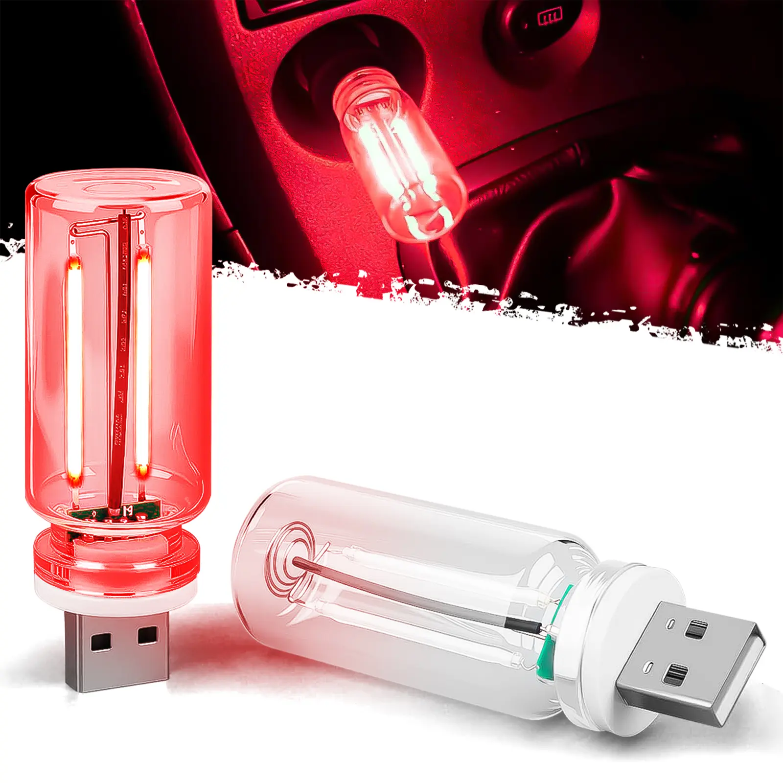 DIBMS USB LED Car Lights Mini LED Bulb Portable Design for Car, Bedroom, Hallway, Desk, No Pole Dimming,Ambient Lighting.Retro Car Lamp Touch Adjustment Usb Rechargeable Led