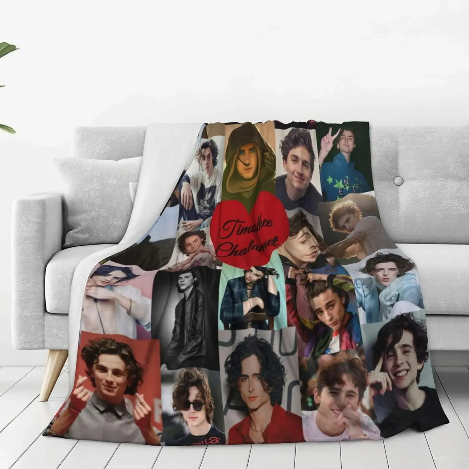 Timothee Chalamet Classic Flannel Throw Blanket - Anti-Slip Velvet, Ultra Soft, Warm Breathable, Lightweight Plush, Wrinkle Resistant, 40x50 in Single-Side Geometric Print, All Seasons Use for Bed/Sofa/Camping, Cold Cinemas Gift Option (Color1), Single-Si
