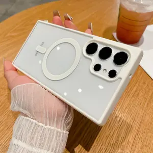 Transparent Magnetic Wireless Charging Phone Case For Galaxy S25 S24 23PLUS S22ULTRA S24 S23FE S22 S24ULTRA S22+ 23ULTRA S24PLUS Men's And Women's Anti-Fall Protective Case Compatible With Samsung