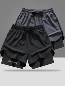 Two piece double layer design sports shorts with a loose outer layer and a snug lining combine perfectly for breathable, quick dry performance suitable for running, workouts, and everyday casual wear summervibes,