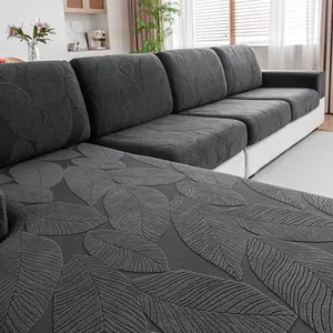 1 Count Leaf Pattern Elastic Sofa Cushion Cover, Modern Anti-Slip Sofa Slipcover, Living Room Couch Slipcover for L-Shaped and 1-4-Seat Sofas