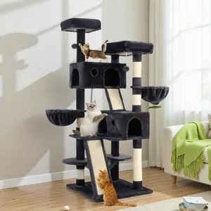Allewie 36in/65in/68in  Multi-Level Tall Cat Tree for Indoor Cats/Larger Tower with Wide Base/Cozy Plush Cat Perches/Cat Condo with Hammock/Sisal Scratching Posts#TikTokShopfalldealsforyou