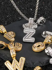 Cute Letter Pendant Necklace for Men & Women, Small Brass Zirconia Daily Accessory Jewelry, Unique Design Fashion Charm, Necklace Initial