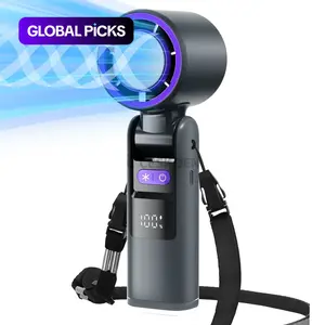 Portable Turbo Fan Cooling Fan, 100 Speed Foldable Handheld Fan, 4 in 1 Personal Fan - Handheld, Neck, Desk & Flashlight, USB-C Rechargeable, for Travel, Summer, Concerts & Outdoor Use
