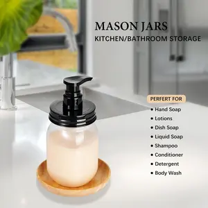 Plastic Mason Jar Soap Dispenser with Pump Lid,16OZ Refillable BPA-Free Hand Soap Dispenser Set with Cute Lables - Farmhouse Decor for Kitchen/Bathroom,Liquid Soap,Dish Soap, Lotion (2 Pack)