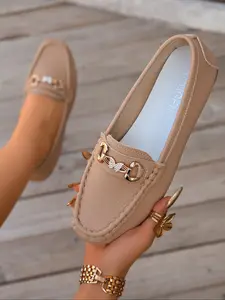 Women's Square Toe Loafers Slip-On Ballet Flats, Comfortable PU Leather Work Shoes, Commuter Shoes, Fashion Office Footwear, All Seasons, Affordable Loafers