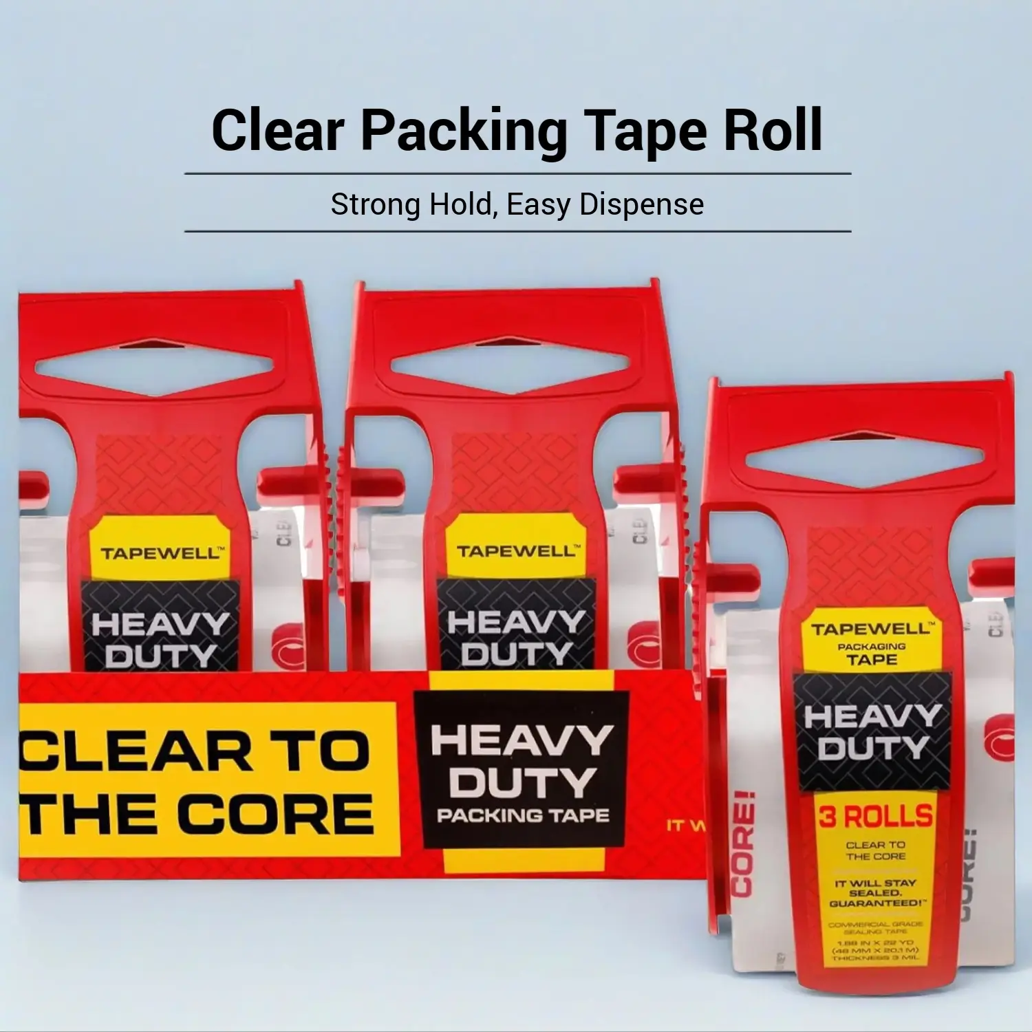 Keebor Heavy Duty Packing Tape with Dispenser - 1.88 in x 32.8yd, 1.5 in Core, Clear, Classic Design, Easy to Use, Strong Adhesion, 1-Pack/3-Pack for Office Box Shipping & Mailing Supplies (Tools & Hardware Adhesives Tape)