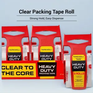 Keebor Heavy Duty Packing Tape with Dispenser - 1.88 in x 22.2 ft, 1.5 in Core, Clear, Easy Use, Strong Adhesion, 1-pack or 3-Pack for Box Shipping & Mailing Supplies
