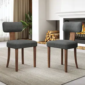 VanAcc Farmhouse Chair Set, Mid Century Modern Dining Chairs, Sherpa Upholstered Kitchen Chairs with Curved Backrest and Adjustable Legs for Living Room, Bedroom, Dressing Room, Easy to Install