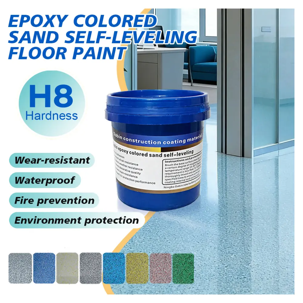 Self-Leveling Epoxy Colored Sand Flooring Coating, Moisture-Proof, Mold-Proof Home Improvement Building Supply for Garage, Basement Indoor Use (Covers 200 sq ft)