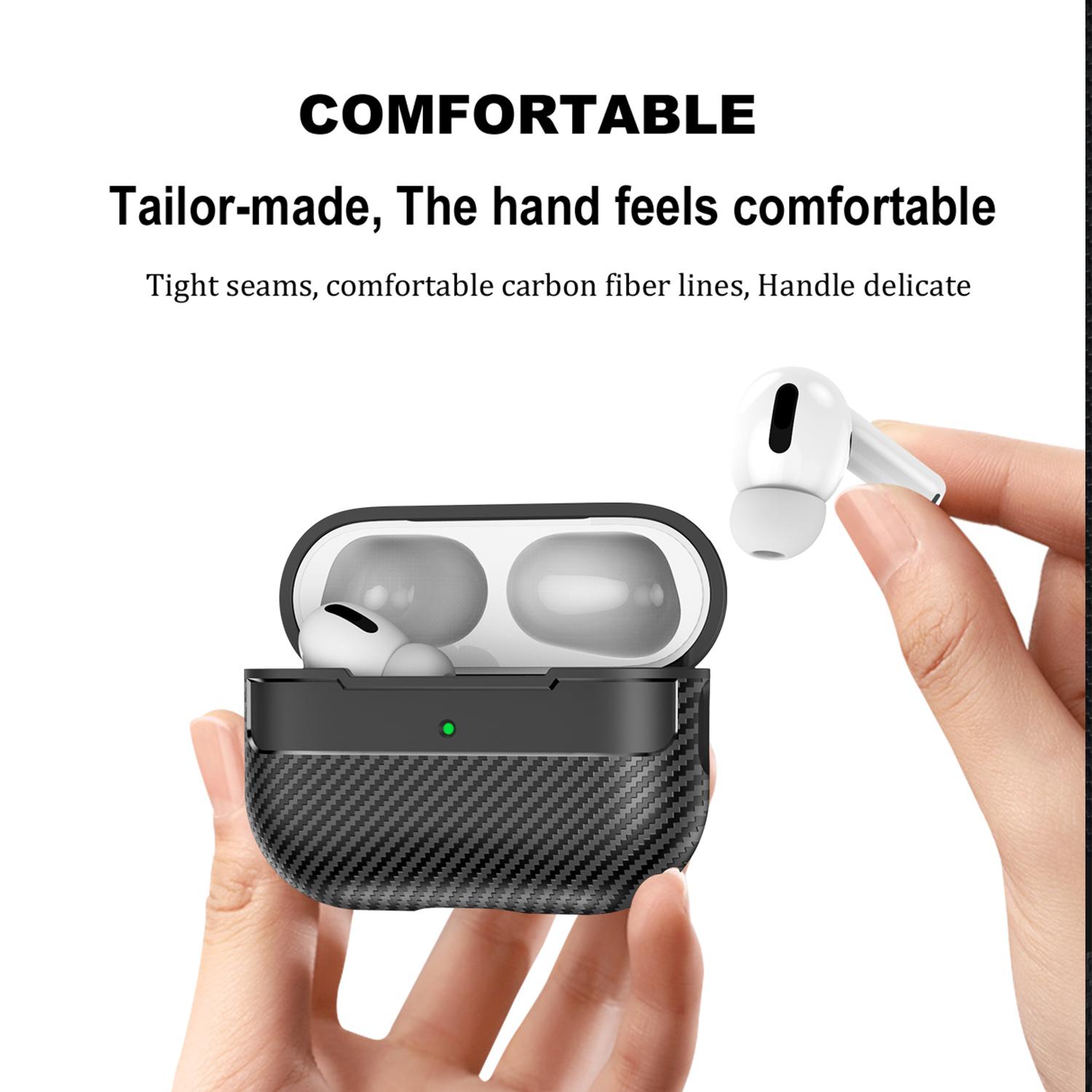 Carbon Fiber Texture Military Shockproof Case for AirPods Pro 3/2/1 & AirPods 4/3/2/1 with Carabiner Protective Cover