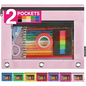 Adorable Zipper Pencil Pouch, Cute Zipper Pencil Pouch for 3 Ring Binder, Sturdy Binder Pencil Pouch with Smooth Zippers, Perfect for Students & Back to School, Portable Pencil Bag, Pink