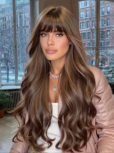 30 Inch Wavy Curly Hair Natural Elegant Heat Resistant Silk Full Head Synthetic Wig for Daily Use Synthetic Natural Looking Deep Wavy Wigs