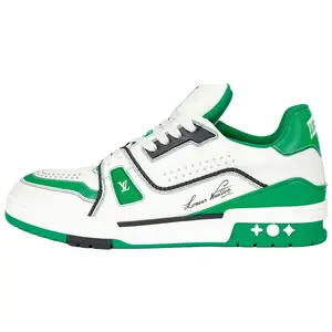 Louis Vuitton Trainer Lace-Up Round-Toe Low-Top Sneakers for Men and Women in Green Trending Shoes, House White Official Shoes to Get / Maison Mihara Verifiable, with credentials and supporting global authentication