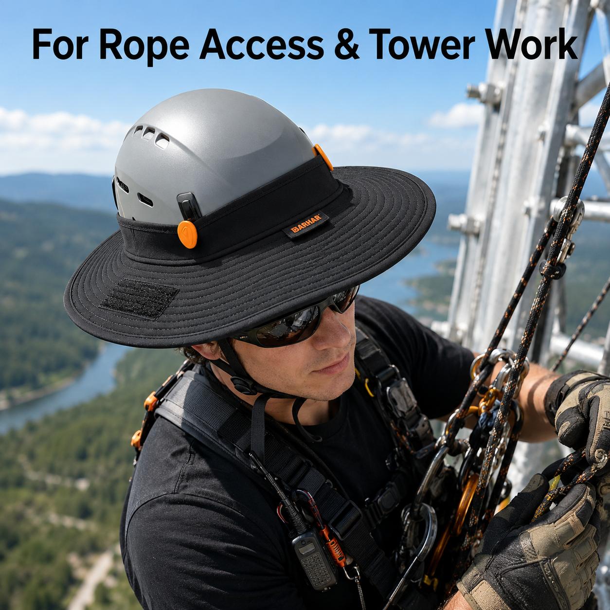 BARHAR Hard Hat Clip-On Sun Visor Attachment - Reversible Wide Brim, 100g 75cm Water-Resistant Adjustable Unisex Nylon/Polyamide All-Seasons Accessory for Construction Jobsite Protection