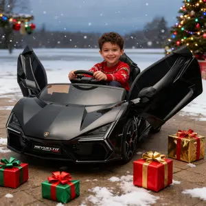 GARVEE Licensed Lamborghini Revuelto 12V Electric Ride-On Car - Dual 25W Motors, Battery-Powered Sports Toy for 3-4 Years (37+ Months) Kids, Remote Drive, Self-Drive, Bluetooth Audio, Headlights, Music, Black, Yes, None