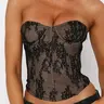 Women's Lace Spliced Sleeveless Strapless Corset Tube Top, Sexy Floral Backless Cropped Short Top, Streetwear Summer Women's Clothing Summer Tops Trendy