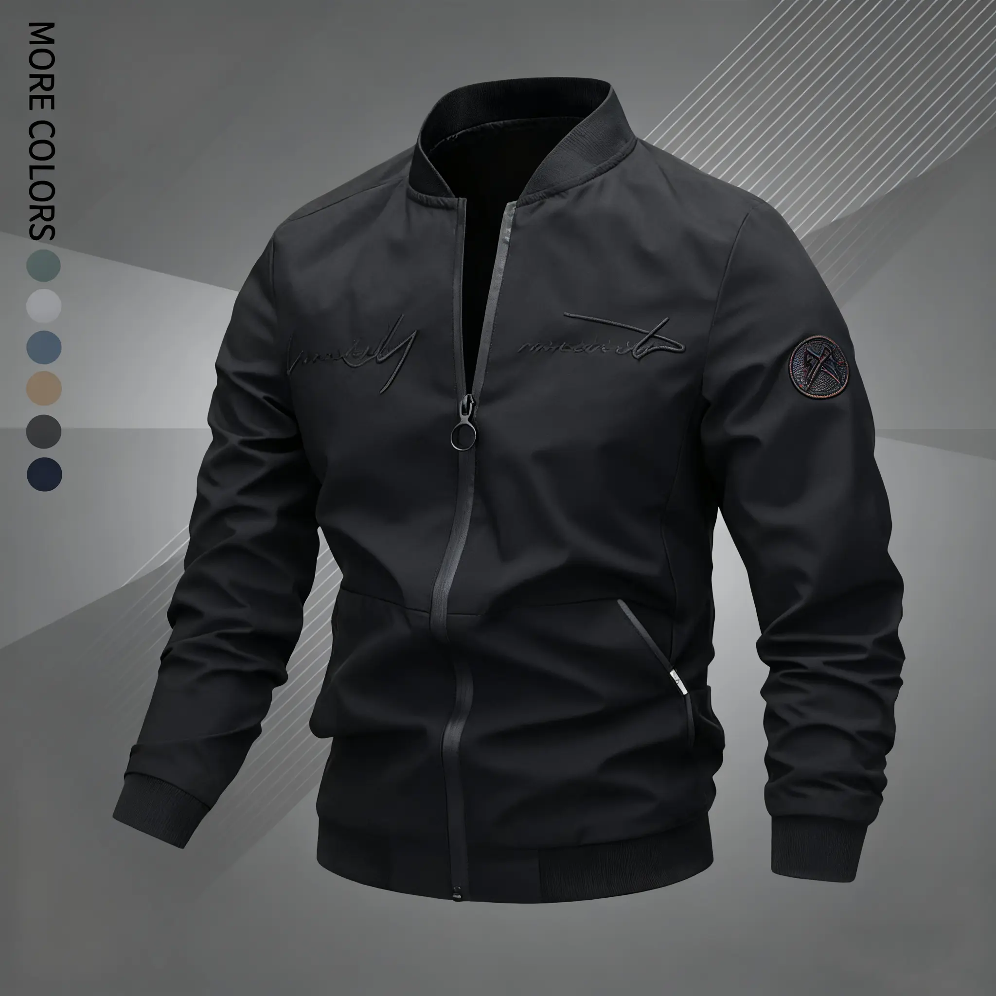 Men's Woven Regular-Fit Baseball Jacket - Spring & Autumn Thin, Casual Zipper Coat with Letter Embroidery