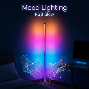 Modern RGB Corner Floor Lamp , Smart App & Remote Control, Space-Saving Ambient LED Light for Bedroom, Living Room & Gaming Setup