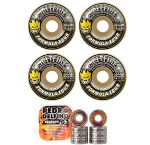 Spitfire Skateboard Wheels 54mm 99A F4 Conical with Bronson Pro G3 Bearings