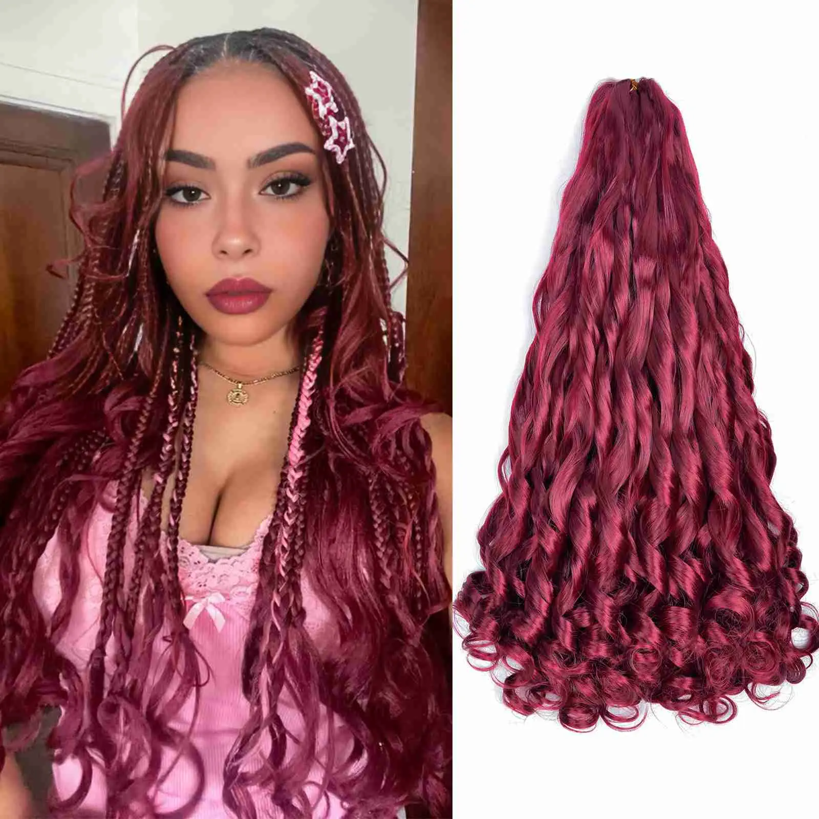 VITORISH 22inch French Curly Braiding Hair  75g/Pack Crochet Hair for Black Women 8 Packs Loose Wavy Pre Stretched Synthetic Hair Extensions 1B Hairextensions
