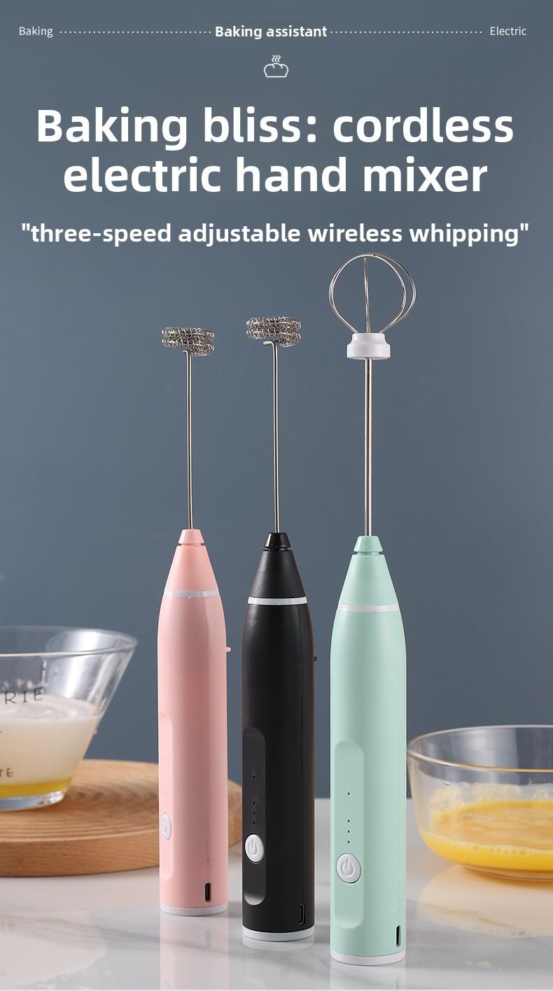 Handheld Milk Frother for Coffee, Rechargeable Electric Whisk with 3 Heads 3 Speeds Drink Mixer Foam Maker For Latte, Cappuccino, Hot Chocolate, Egg, Christmas Gifts，Black Friday Online Event