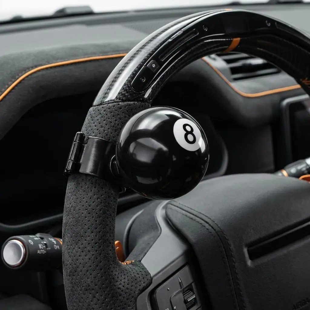 8 Ball Steering Wheel Knob Spinner - Heavy Duty 360° Rotation Suicide Knob, Universal Automotive Car Accessory for Most Vehicles, Accessories for Car