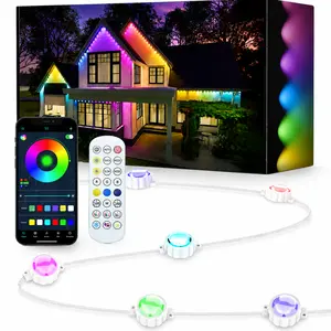 33FT Permanent Outdoor Lights 20 LED RGBCW Eave Lights Smart App & Remote Control IP67 Waterproof Anti-UV Roofline Gutter Lights Year Round House Decor Lighting for Christmas Halloween Holiday Daily Party summerwins whimsical home
