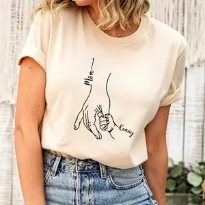 Custom Mom Shirt From Children, Personalized Mom & Kids Hands Shirt, Family With Kids Names, Mothers Day Gift From Kids, Mom Kids Hands Tee