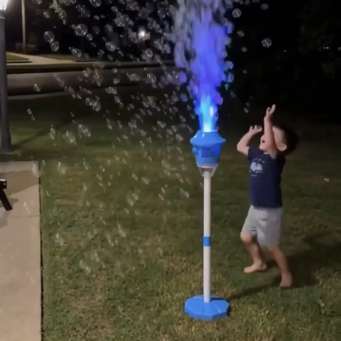 2026 Latest 47" Rechargeable Bubble Machine - Automatic Bubble Blower with Lights & Music, 3-Level Height Adjustment, Detachable Wand - Ideal for Kids' Outdoor Party, Wedding, Garden - Bubble Solution Included