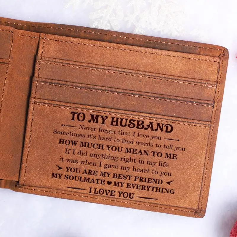 DUJO Top Engraved Wallet for Man - Men's Leather Wallet with RFID Blocking Feature, Lightweight & Durable for Sentimental&Valentine's Day Gifts,Happy Birthday Decorations for Men,Romantic Birthday Gift for Husband,Personalized Anniversary Gifts