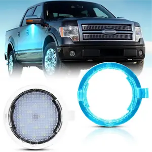2-Pieces Side Mirror Puddle Light LED Lamp Compatible with Ford F150 Escape Explorer Edge Expedition Flex Fusion Taurus X Focus  C-Max 6000K White Ice Blue red iridescent lighting