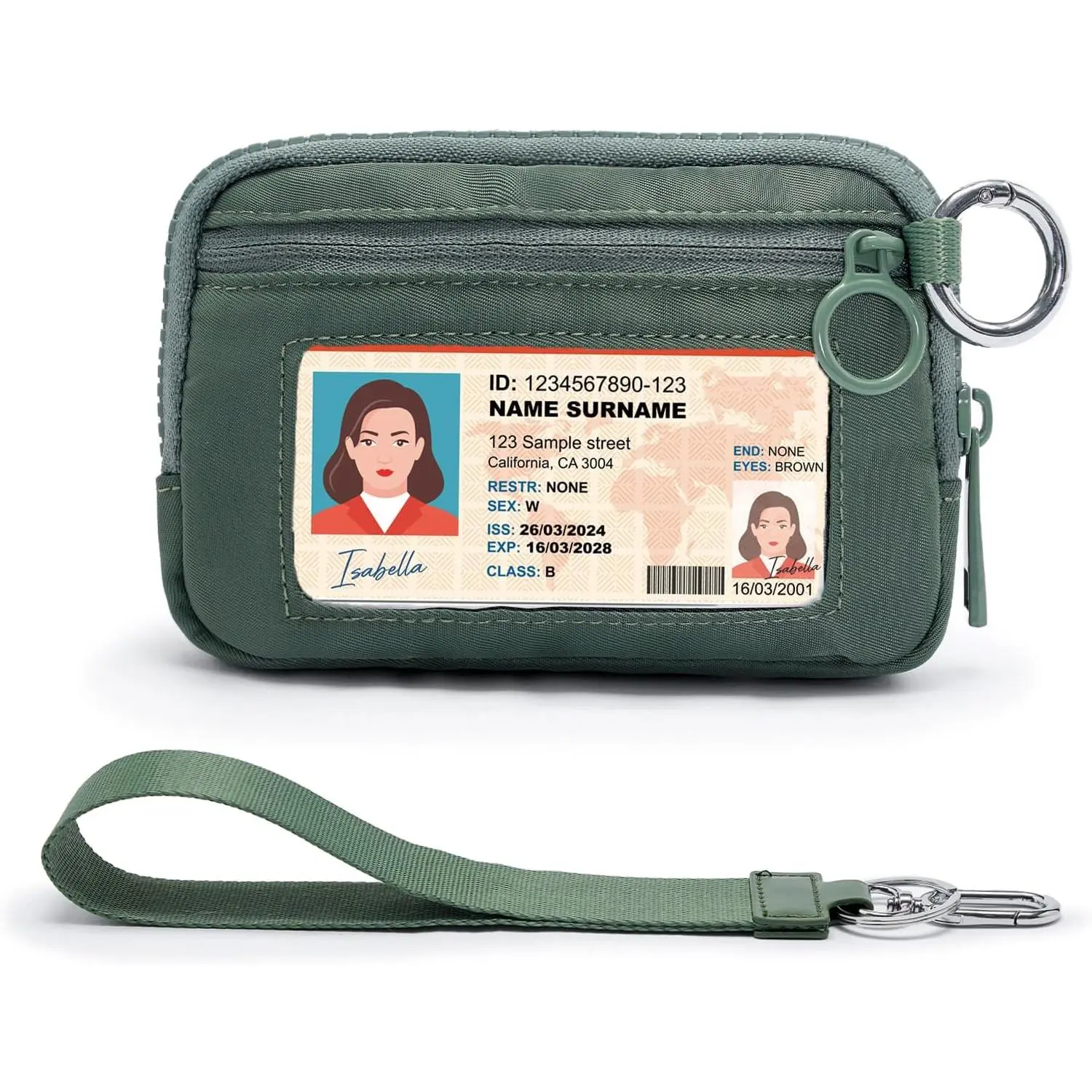 The Iris Wallet for Women Mini Zip Card Case with Clear ID Window Zipper Coin Purse Lightweight Portable Keychain Wallet