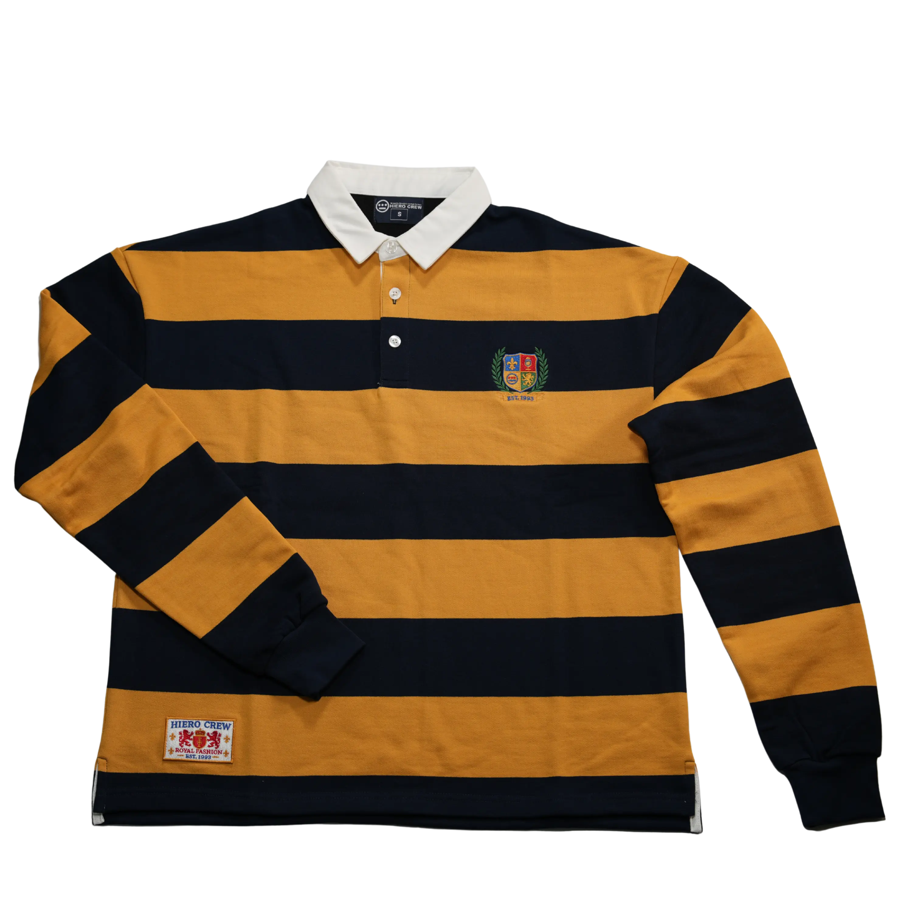 Hiero Crew Heavyweight Rugby Shirt – Blue & Gold Hiero Crew Heavyweight Rugby Shirt – Blue & Gold