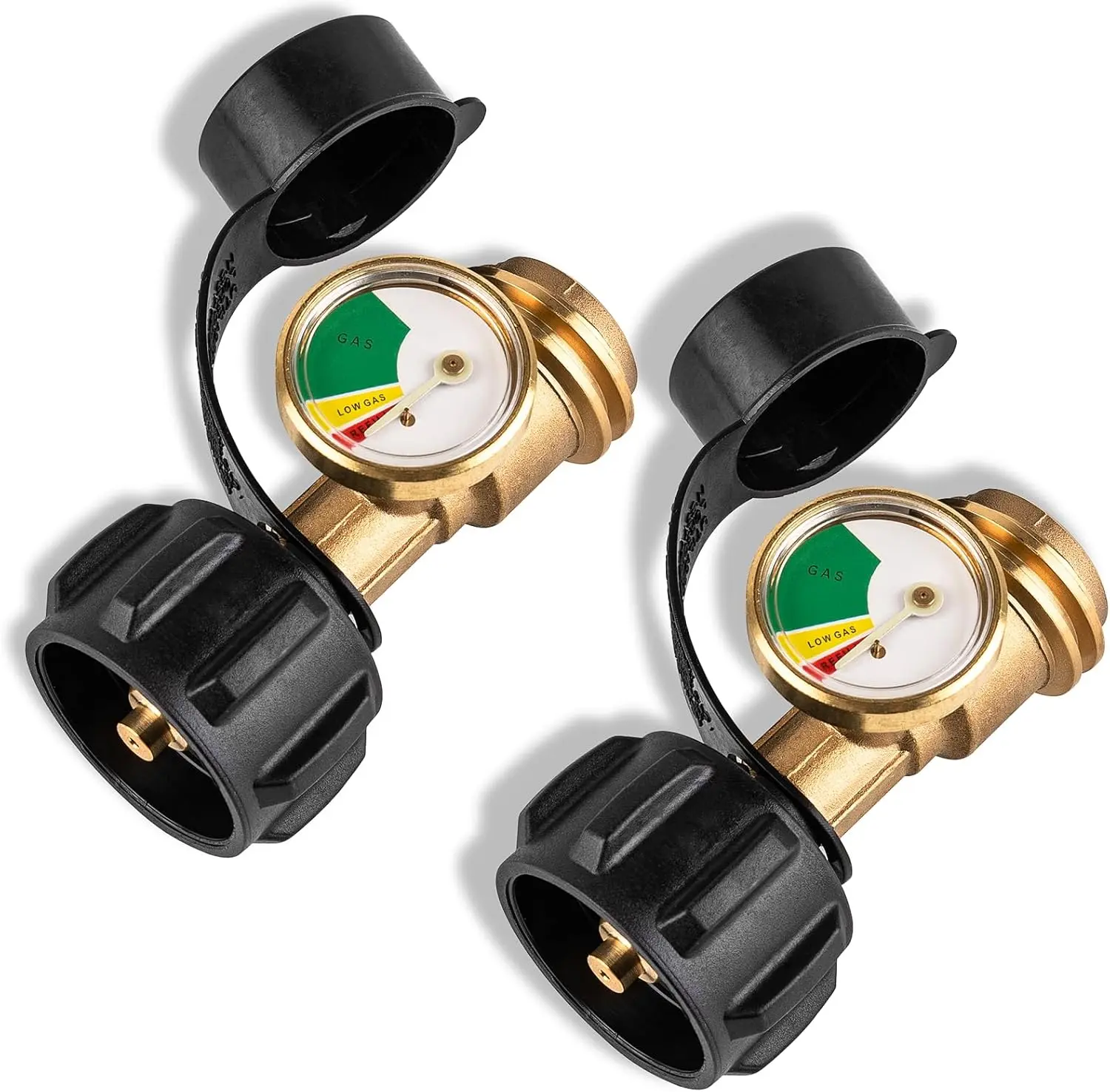 2 Pack Propane Tank Gauge with Leak Detector QCC1 Type 1 for BBQ Grill Heater Camping Stove and 5 to 40lb Tanks