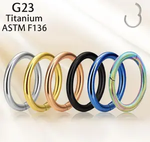 G23 Titanium Plain Hinged Seamless Hoop for Nose, Ear, Lip Piercings