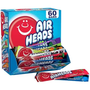 Airheads  Bar, Variety Bulk Box, Chewy Full Size Fruit Taffy, Gift, Holiday, Parties, Concessions, Pantry, Non Melting, 60 Individually Wrapped Full Size Bars Snacky  Bonbon