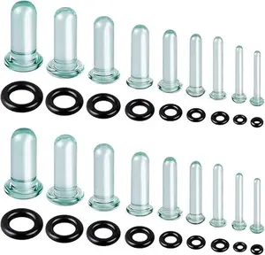 14-18Pcs Glass Ear Stretching Kit 1.6-7mm/7.5-12mm Plugs for Ears Gauges with O-Rings Single Flare Glass Gauge Stretching Kit Ear Expander Body Piercing Jewelry for Women Men Fit