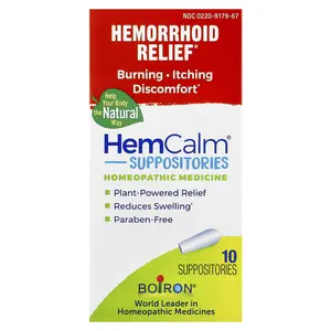 Boiron HemCalm® Suppositories, Hemorrhoid Relief, 10 Suppositories | HSA/FSA Eligible