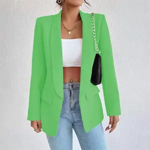 Women’s and Plus Size Relaxed Fit Stretch Scuba Knit Blazer with Scrunch Sleeves, Top Sizes S–3X