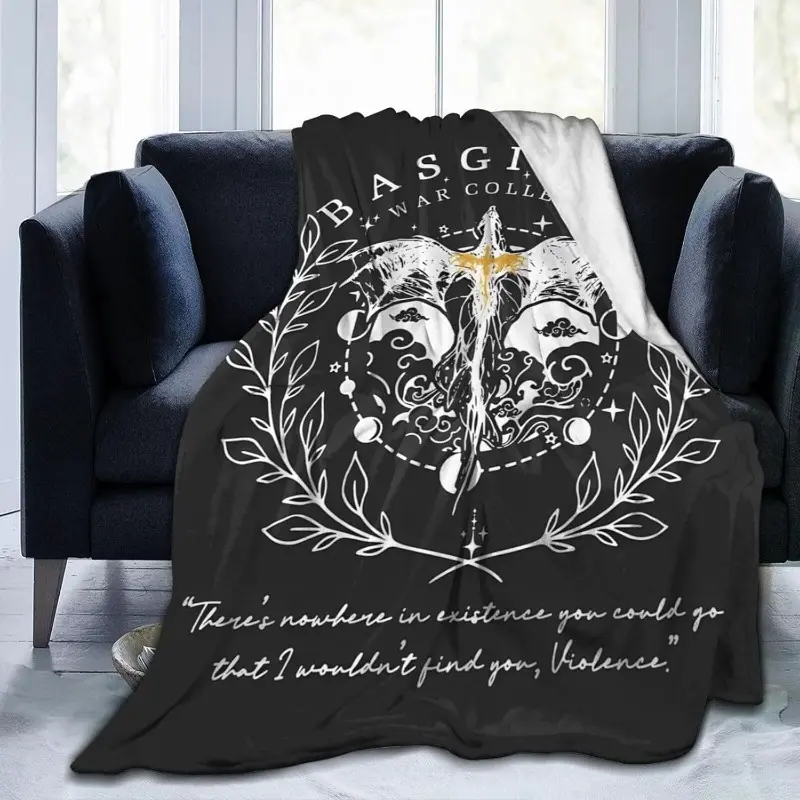 Fourth Wing Sky Cozy Blanket Throw - Bas-giath Dragon Knight War Academy Flannel Blanket, 80in x 60in, 280g/m², Plush for Reading Corners, Ideal Gift for Rebecca-Yaros Book Lovers