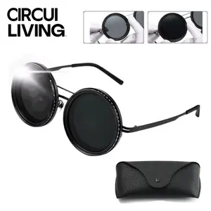 Adjustable Polarized Sunglasses 1-9 Gear Manual ND Lens - UV400 Protection Fishing Cycling Driving Outdoor Sports Vintage Titanium Frame for Men