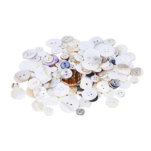 Mandala Crafts Natural Shell Buttons - Bulk Mother of Pearl Buttons for Sewing - 650 Mixed Seashell Buttons (0.66 LB / 300 Grams)