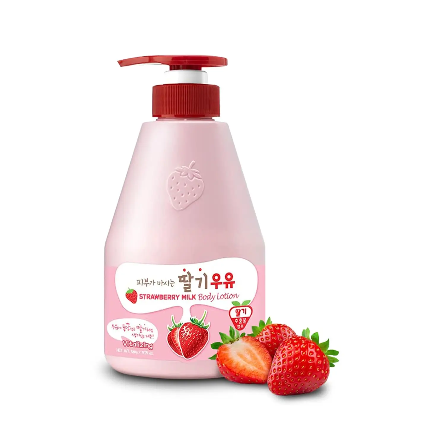 KWAILNARA Strawberry Scent Milk Body Lotion (19.75 Fl Oz) - Gentle Daily Korean Moisturizing Lotion, Deeply Hydrating Lightweight Formula with Milk Protein, Royal Jelly, Strawberry Extract for Smooth Radiant Skin, Paraben-Free, Non-Greasy